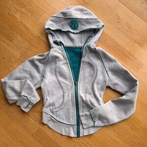 Vintage Lululemon Cropped Scuba Hoodie Gray/Teal Size 4